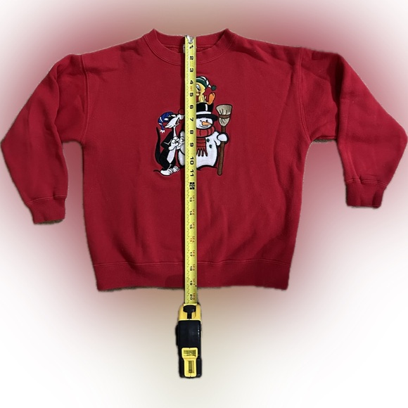 VTG WB STUDIO STORE Looney Tunes Christmas Sweatshirt Snowman Sylvester Tweety M - Picture 6 of 6